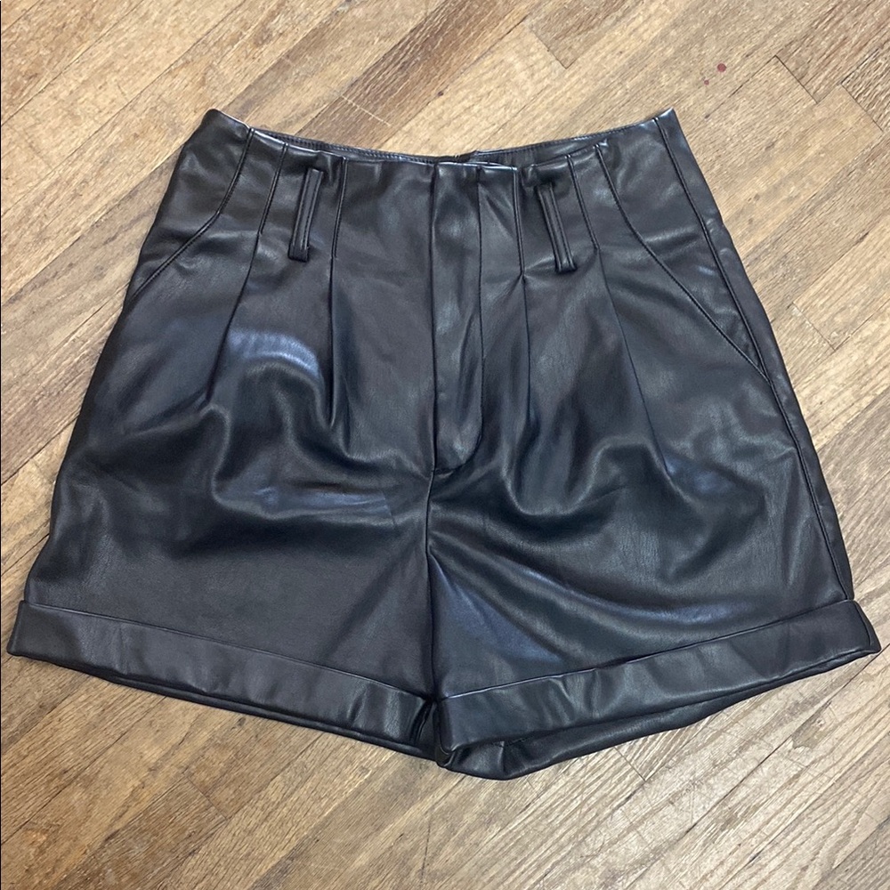 Black Leather Women's Shorts